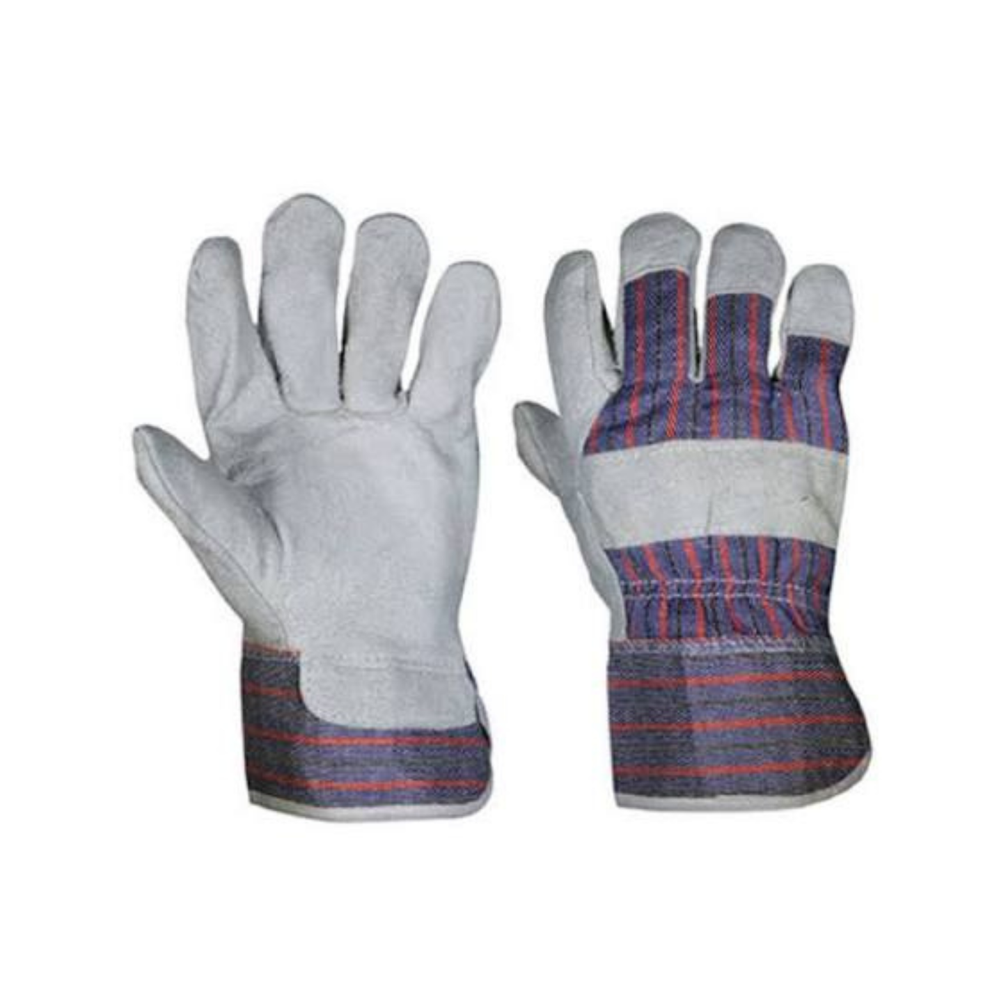 Cotton Stripe Single Leather Palm Safety Glove – Open Cuff