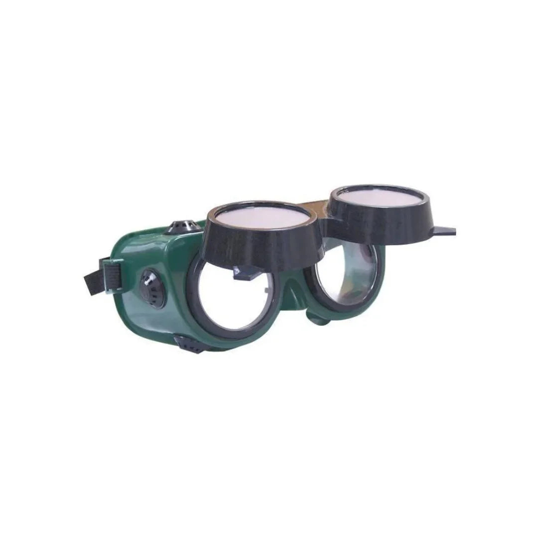 Flip front goggle for gas welding