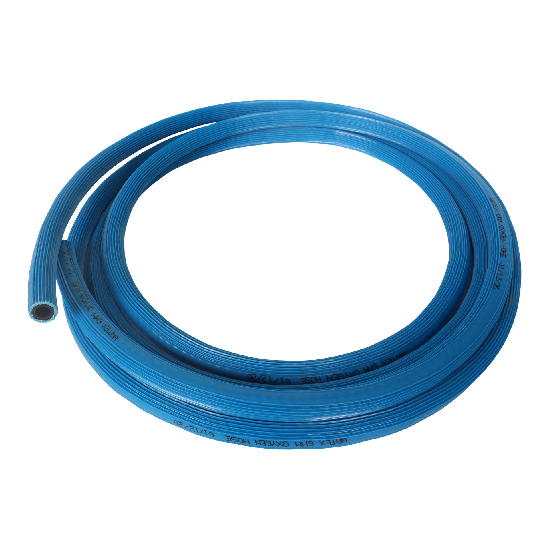 Image of a coiled blue Porta Style Hose Oxygen 6MM