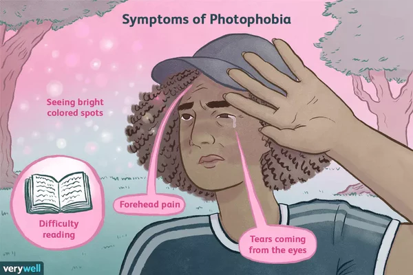 Illustrative image of a person experiencing the symptoms of photophobia