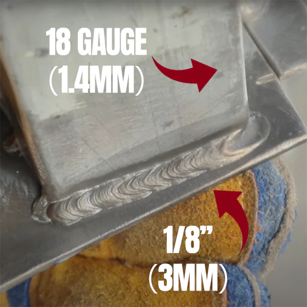 Image of a weld showing the gauges