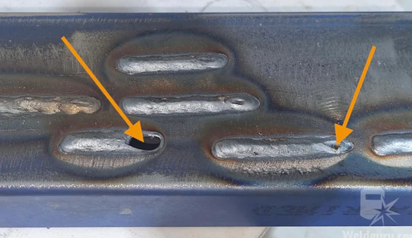 Image of burn through weld on sheet metal 