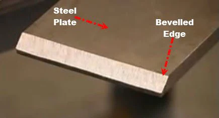 Image of a steel plate with a bevelled edge